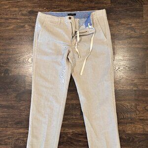 Men's Banana Republic Straight Fit Linen/Cotton Pinstrip Khaki Pants * W34/L34